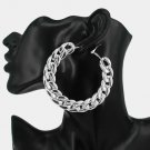 Chunky Silver Chain Hoop Earrings Fashion Jewelry Wide Curb Link Style