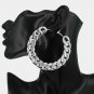 Chunky Silver Chain Hoop Earrings Fashion Jewelry Wide Curb Link Style