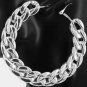 Chunky Silver Chain Hoop Earrings Fashion Jewelry Wide Curb Link Style
