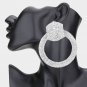 Big Bold Rhinestone Silver Hoop Earrings Circle Pave Crystal Statement Jewelry