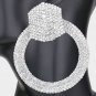 Big Bold Rhinestone Silver Hoop Earrings Circle Pave Crystal Statement Jewelry