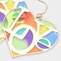 Gold LOVE Colorful Glass Heart Dangle Earrings Statement Jewelry Worded