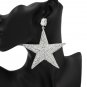 Silver Rhinestone Crystal Geometric Star Shape Dangle Earrings Womens Drop Metal