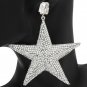 Silver Rhinestone Crystal Geometric Star Shape Dangle Earrings Womens Drop Metal