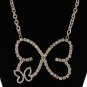 Silver Rhinestone Crystal Butterfly Pendant Necklace Cute Statement Jewelry Set