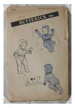 Butterick INFANT CARRIAGE SUIT & CAP Pattern c. 1940