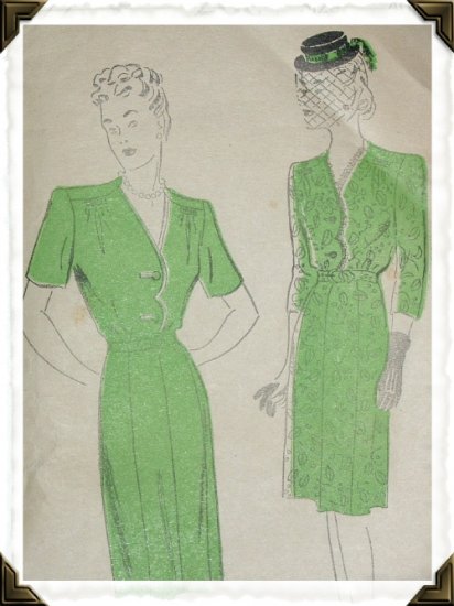 New York #822 Vintage Woman's Dress Pattern Sz 40 c.1920