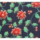 Xmas Cotton Fabric ~ Black & Poinsettias 2YDS