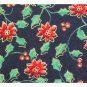 Xmas Cotton Fabric ~ Black & Poinsettias 2YDS
