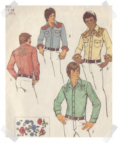 Simplicity #6693 Mens Western Shirt Sz 42/44