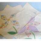 FOUR  13 x 13 Finished Quilt Block Squares with Flowers  for Totes or  Pillows