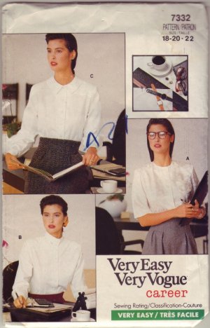 Vogue #7332 Blouse Pattern Sz 18-20-22