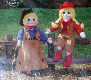 Gingham Goose Patterns - Cowboy & Cowgirl Soft Sculptured Doll Pattern