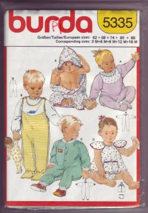 Burda #5335 Baby Layette Sz 3m - 6m - 9m - 1yr