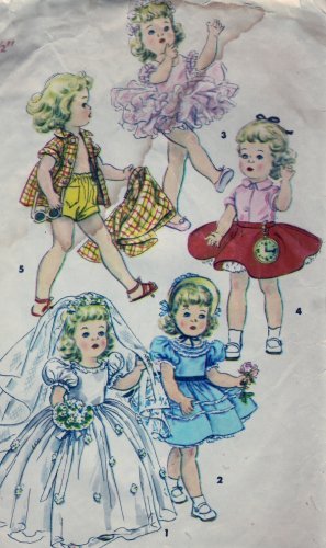 Simplicity #4909 14.5" Toni Walker Doll Wardrobe Pattern from 1954