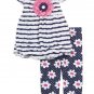 Rare Editions Navy/White Printed Knit Leggings and Ruffle Top Size 4t