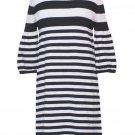 Rare Editions Black and White Stripe Dress with Bell Sleeves Size 14