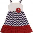 Rare Editions Navy and White Chevron Dress- Size 6