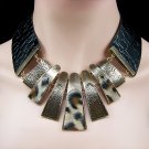 chunky leather /leopard choker necklace