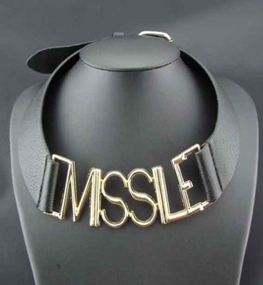 black leather choker necklace