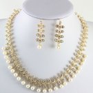 beautiful white pearl bridal /chic necklace and earring set