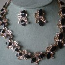 beautiful evening black rhinestone necklace and earring set