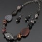 chunky daytime brown/black necklace and earring set