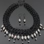beautiful black /rhinestone chic necklace and earring set