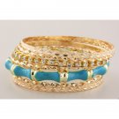 Blue Epoxy Gold Bangle Bracelet Set 0001b