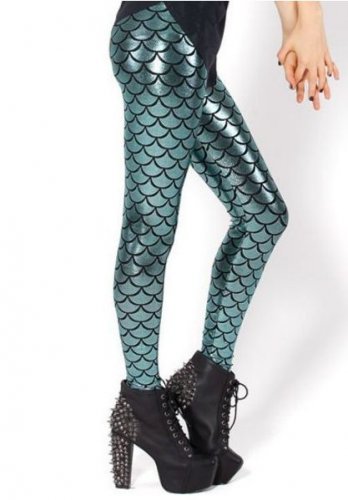Sexy fish scale print tight leggings