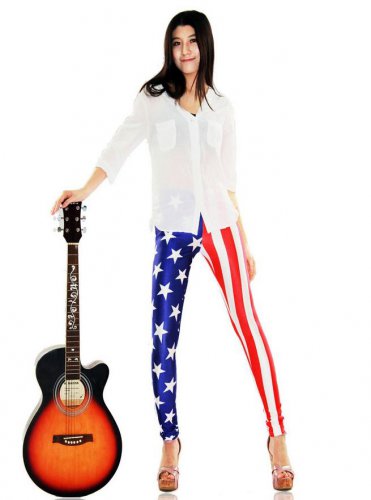 Sexy colorful star and stripes tight leggings
