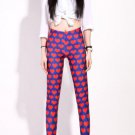 Sexy red heart print tight leggings