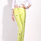 Sexy yellow honeycomb print tight leggings