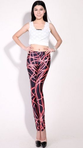 Sexy colorful lines print tight leggings
