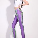 Sexy colorful purple skeleton print tight leggings