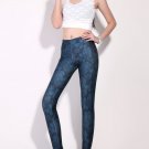 Sexy colorful dark blue flowers print tight leggings
