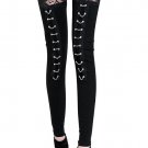 Sexy black chain links button tight leggings