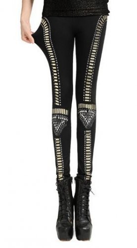 Sexy black rivets tight leggings