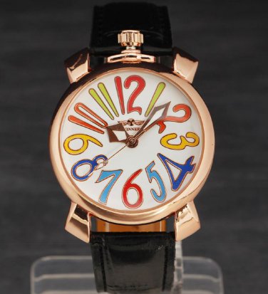Stylish rainbow color large numbers unisex watch