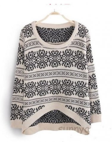 Vintage totem loose pullovers sweater