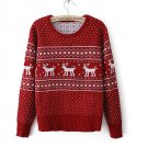 Deer print  loose pullover sweater