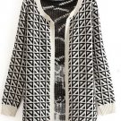 Geometric print loose pullover sweater