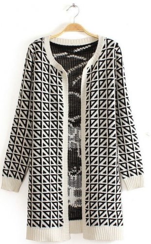 Geometric print loose pullover sweater