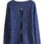 Open back knitted loose pullover sweater