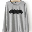 Bat print loose pullover sweater