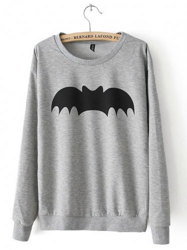Bat print loose pullover sweater