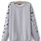 Floral print loose pullover sweater