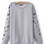 Floral print loose pullover sweater