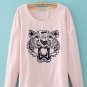 Tiger head print loose pullover sweater
