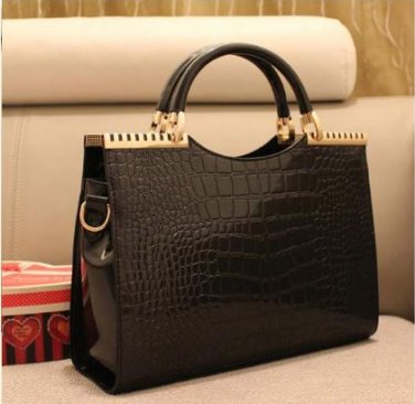 Reptile imprint stylish shoulder handbag